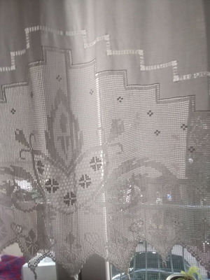 Λευκή κουρτίνα χειροποίητη καινούργια με σχέδιο πεταλούδα