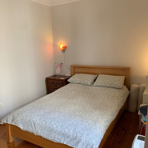 Solid beech double bed with latex mattress, Candia