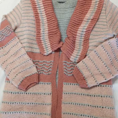 Set blouse and long cardigan with silver thread handmade, beautiful colors