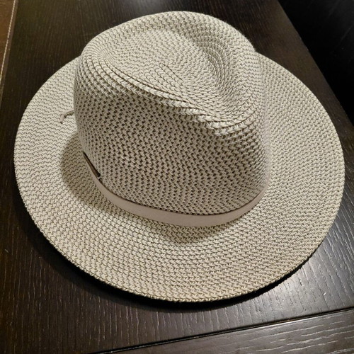 Stamion straw hat, size M, off-white with grey weave