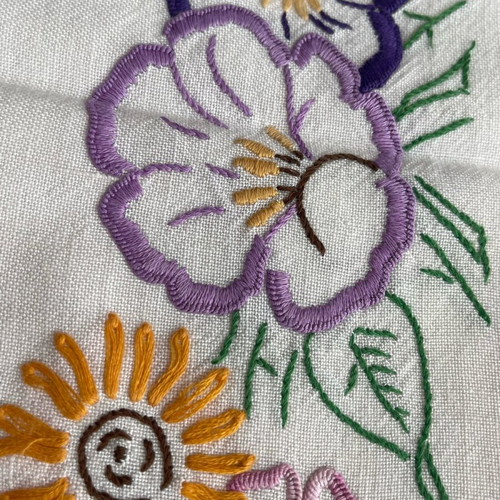 Embroidered pillowcase handmade used vintage