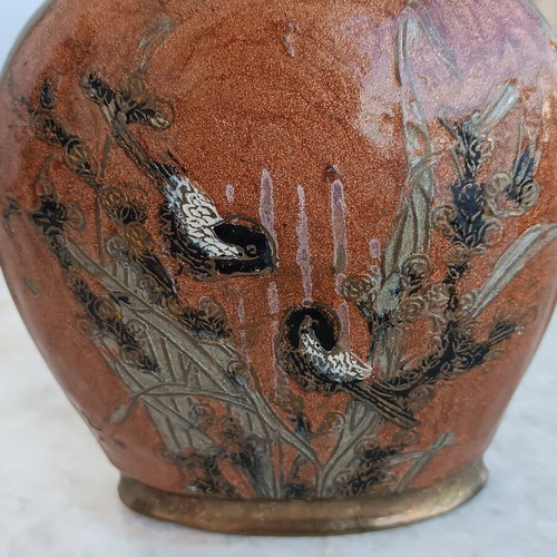 Vintage handmade decorative metal set 80's used, hand-painted