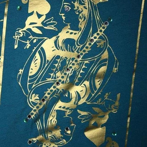 Short-sleeve printed t-shirt like new, size L-XL, petrol color