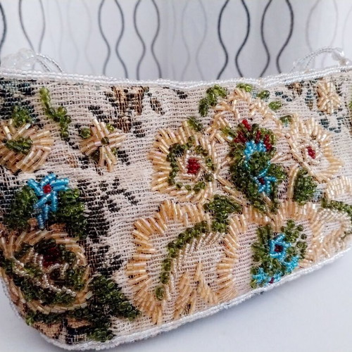 Beaded bag Alexi Andriotti used, multicolor brocade fabric