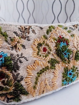 Beaded bag Alexi Andriotti used, multicolor brocade fabric