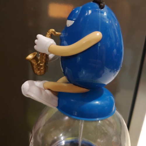 M&M's Candy Dispenser with Blue Saxophone Figure