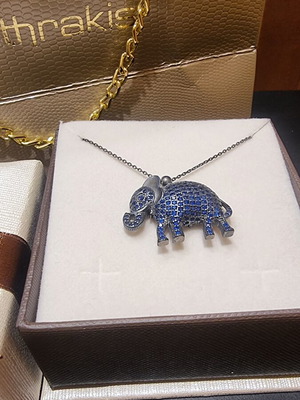 Silver 925 elephant necklace with colored zirconia