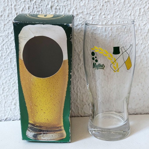 Mythos Beer Glass like new with original box