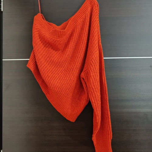 Zara knitted one-shoulder blouse like new, orange, size S