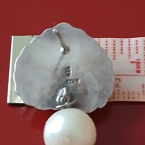Vintage 925 silver earrings with faux pearls, 3 cm, like new