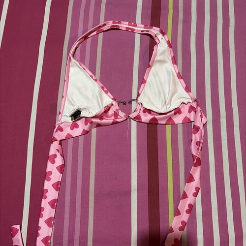 Shein Pink Heart Print Bikini Like Top XS Like New