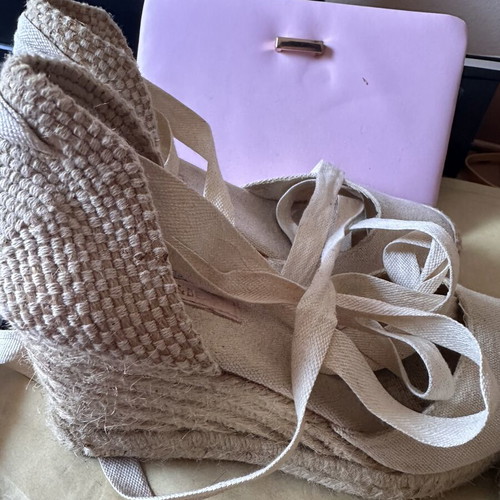 Pull & Bear espadrilles with ties like new, beige, size 37