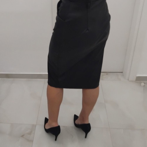 Leather set like new, vest and midi skirt with belt, black