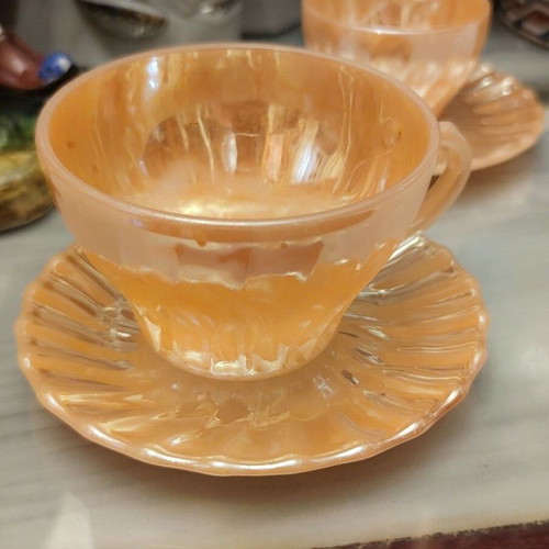 Vintage coffee and tea cups set used, 14 pieces with saucers