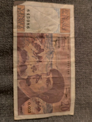 French 20 francs banknote used, 1997