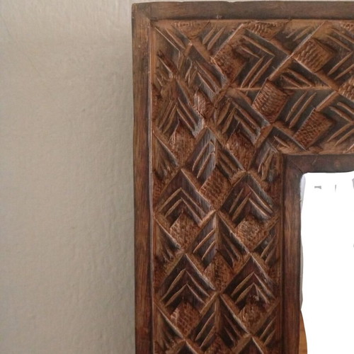 Handmade wooden mirror like new with unique design