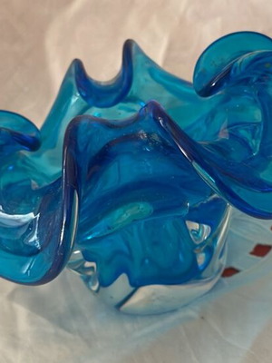 Blue Murano bowl used with slight chip