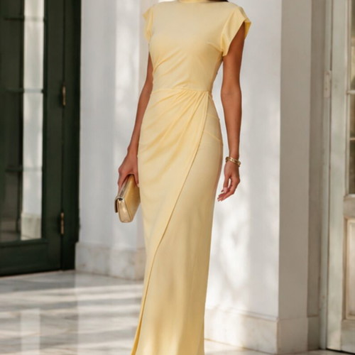 Decoro long dress new, beige and yellow