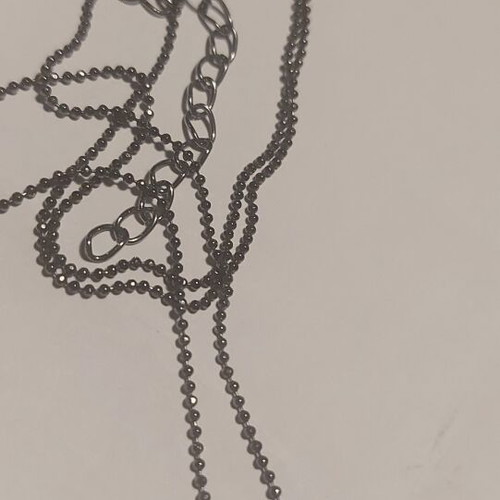 Steel pendant with long chain 60 cm, new, silver-gray