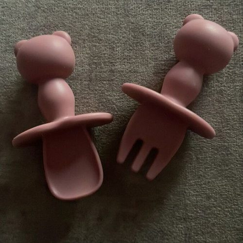 Silicone spoon and fork set for babies new