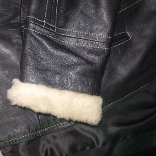 Genuine Italian leather jacket with cream shearling, Vera Pelle