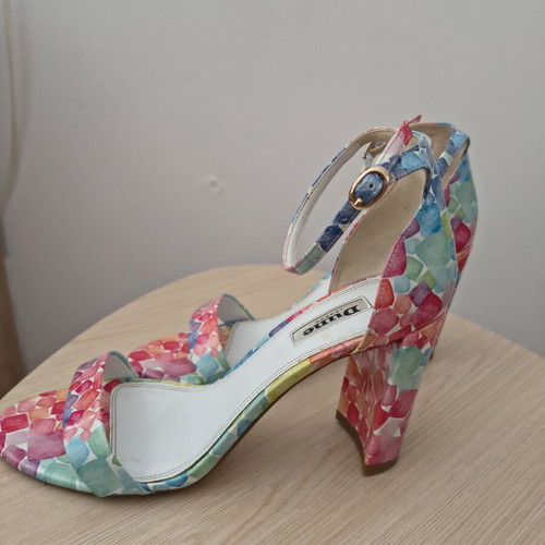Dune London sandals with colorful Marshmallow print size 41 like new