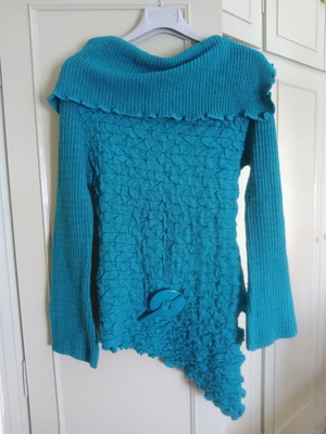 Wool blouse medium, turquoise