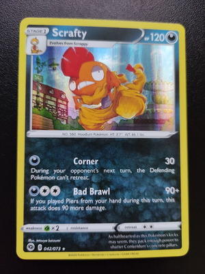 Pokemon Scrafty 42/73 Holo από τη συλλογή Champion's Path 2020 καινούργιο