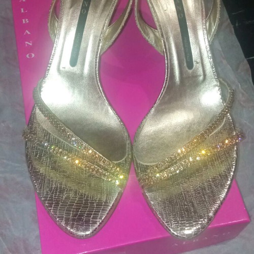Albano Gold Leather Sandals with Swarovski Size 39 Like New