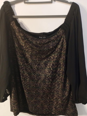 Winter strapless blouse used, black with gold thread