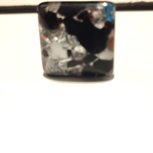 Ring faux bijoux Murano style adjustable black and white like new