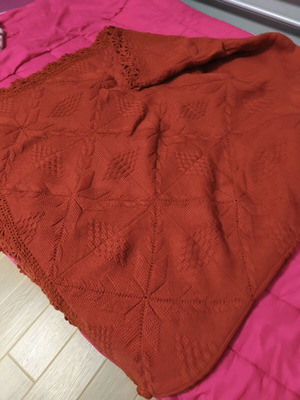Handmade knitted wool blanket and pillowcase new 192x214