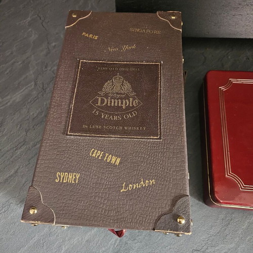 Collectible boxes like new, Aristokratikon case, wooden Tonic Essentials, leather Dimple