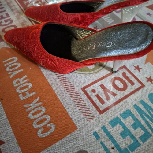 Guy Laroche Red Velvet Slippers Size 36 New