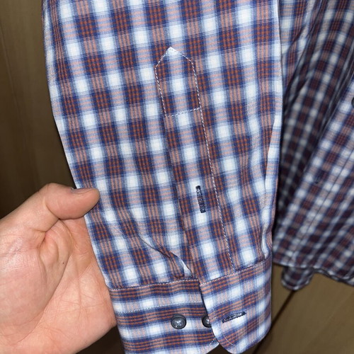 Castello checked shirt size L, white and red
