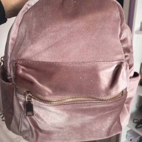 Pink metallic backpack with rhinestones like new