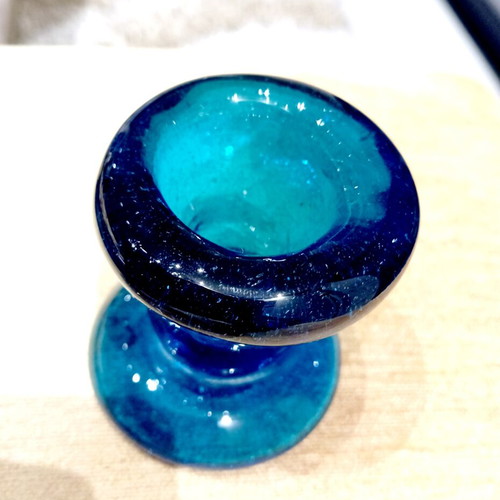 Blown glass candle holder like new, height 6.5 cm