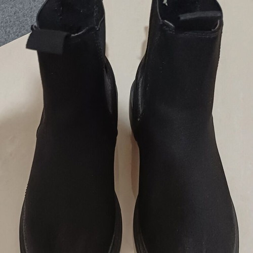 Marks & Spencer Faux Suede Chelsea Cleated Flatform Sole Ankle Boots, black, size 40