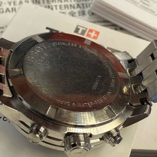 Tissot PRC 200 stainless steel chronograph watch like new, blue dial