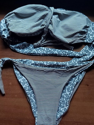 Double Face women's bikini set, striped and floral, size M, cup B-C