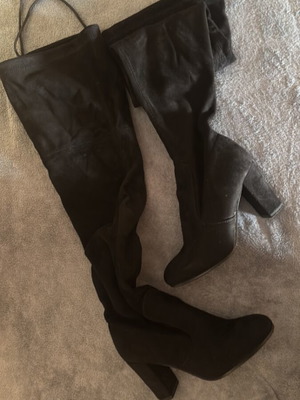 Black suede high boots size 37