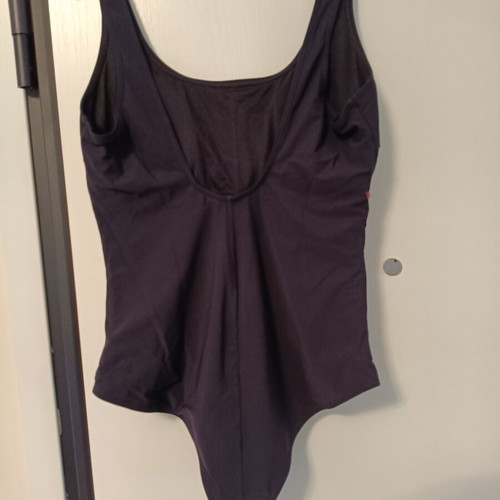 Anzoni women's one-piece swimsuit like new, size 46D, black with colorful stripes