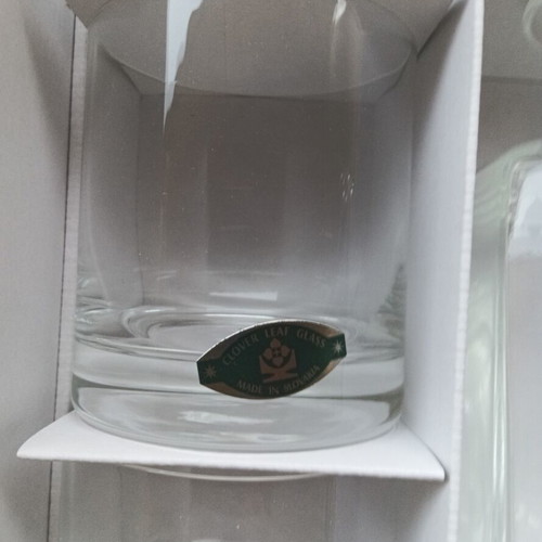 Clover Leaf Crystal whiskey set 7 pieces new, decanter and 6 glasses