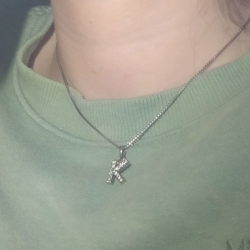 Necklace used with letter K in silver color