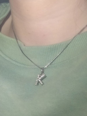 Necklace used with letter K in silver color