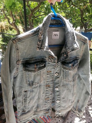 Jean jacket Zara turquoise like new, size XS