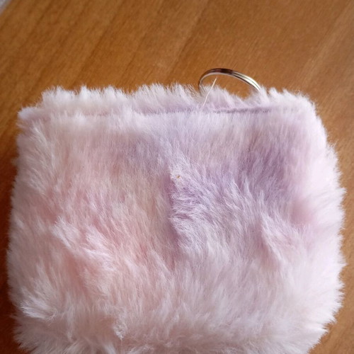 White fluffy wallet new with zipper