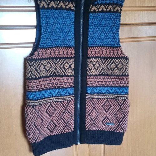 Tailor Made sleeveless sweater used, blue and brown, size L