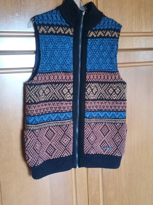 Tailor Made sleeveless sweater used, blue and brown, size L