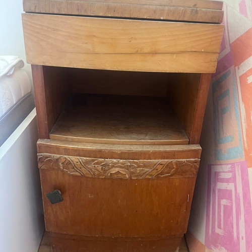 Antique bedside table with marble top